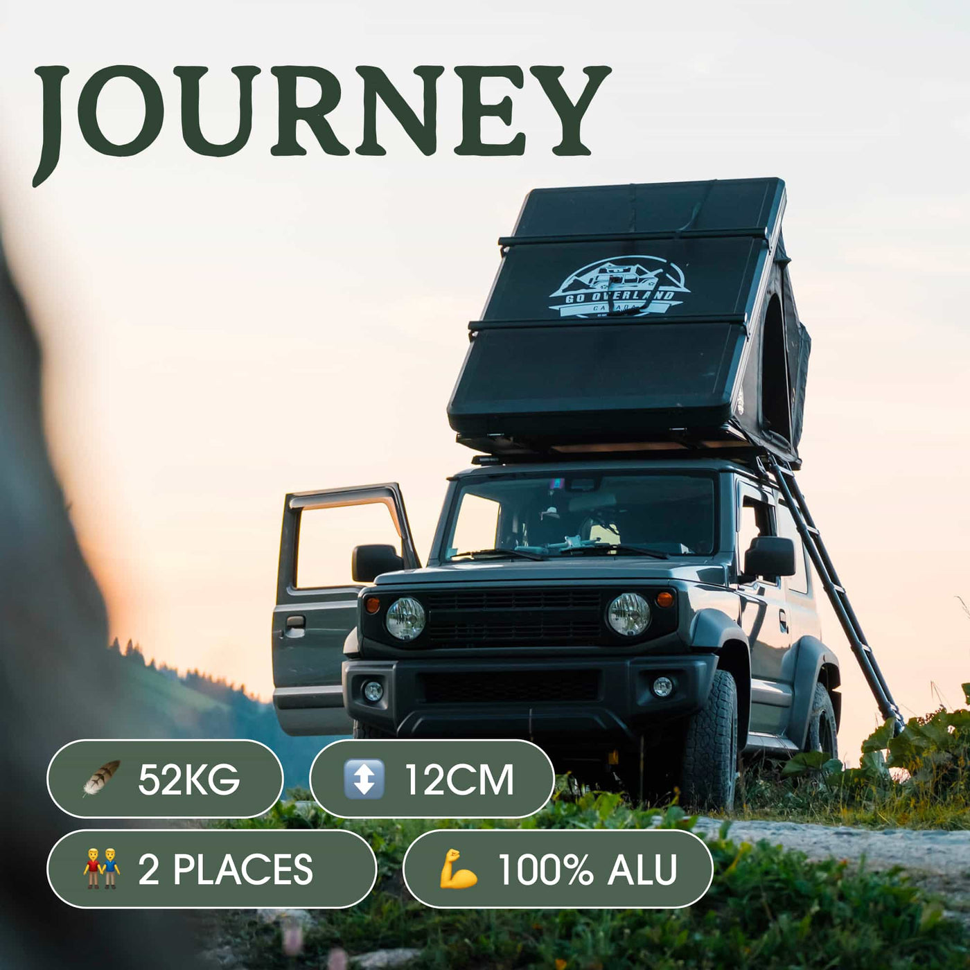 Journey Aluminium-Dachzelt: 2 Plätze, 12 cm dünn